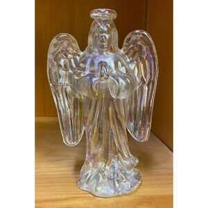 Vintage Praying Angel Iridescent Glass Opalescent Figurine